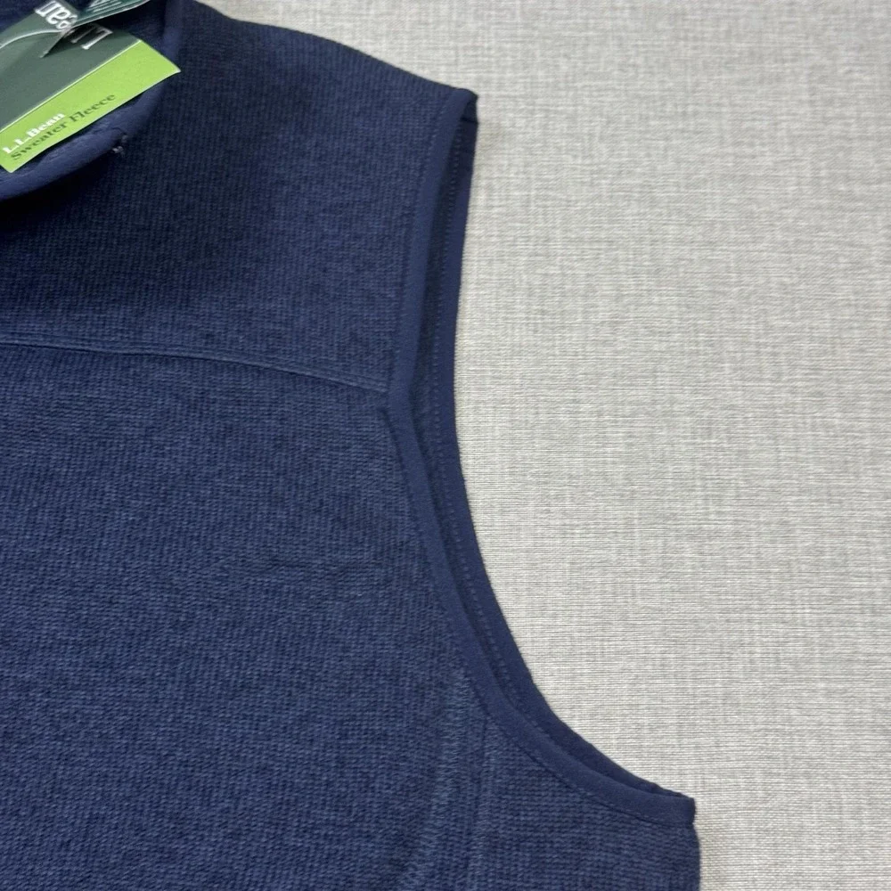 L.L. Bean Sweater Fleece Vest Jacket Mens XL Blue Mock Neck Full Zip